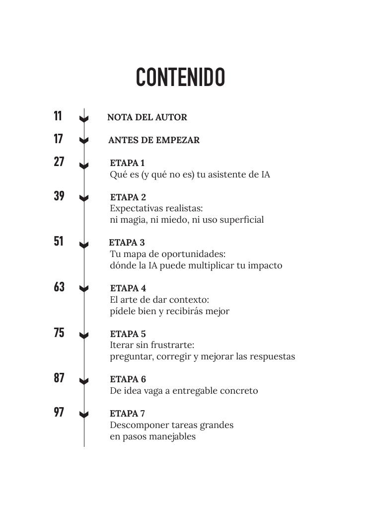 Índice del libro, etapas 1 a 7